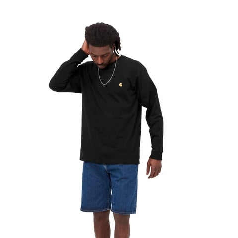 Carhartt Wip T-Shirt da uomo manica lunga Chase nera