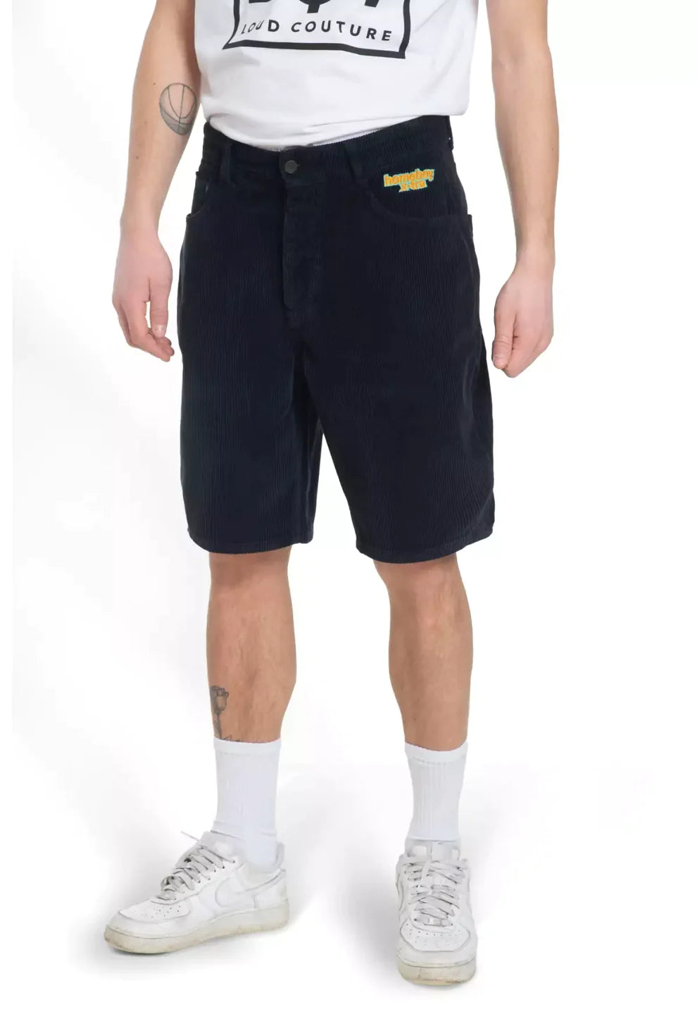 Homeboy Herren-Baggy-Shorts aus schwarzem Samt