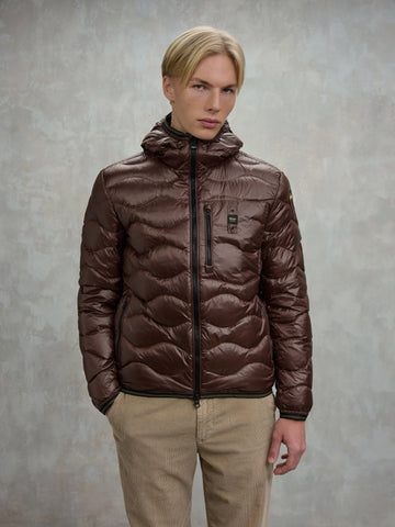 Blauer Giacca Piumino da uomo a onde Wave marrone