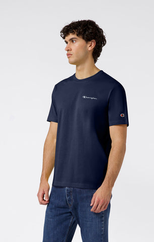 Champion T-Shirt da uomo manica corta Logo Ricamato Icons blu