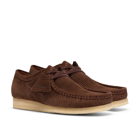 Clarks Scarpa da uomo in pelle scamosciata Wallabee Perforated marrone