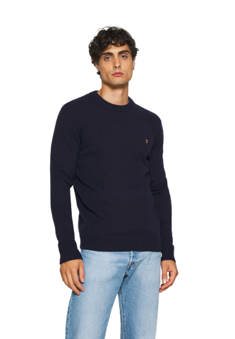 FARAH BIRCHALL CREW NECK LAMBSWOOL JUMPER MEN'S LONG SLEEVE JERSEY F4GFB042