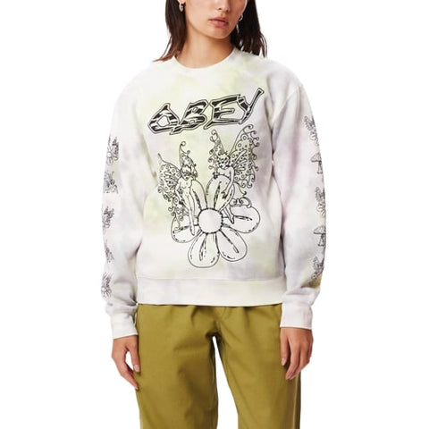 OBEY FLOWER FAIRIES TIE DYE PREMIUM CREWNECK WOMEN'S CREW NECK SWEATSHIRT 211912945