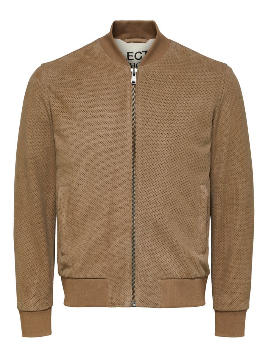 Ausgewählte Wildleder-Bomberjacke